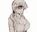  1girl absurdres breasts cleavage cyclops drawfag highres hitomi_sensei_no_hokenshitsu jewelry large_breasts manaka_hitomi necklace one-eyed ponytail scrunchie sketch smile solo upper_body 