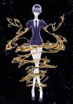  androgynous artist_request blue_eyes blue_hair gem_uniform_(houseki_no_kuni) gold highres houseki_no_kuni looking_at_viewer necktie phosphophyllite phosphophyllite_(ll) short_hair shorts solo sparkle spoilers uniform 