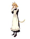  absurdres animal_ears arm_at_side black_footwear full_body hand_up highres light_brown_hair looking_at_viewer maid original shoes short_hair standing tail violet_eyes yoza 