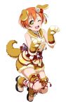  1girl animal_costume animal_ears dog_costume dog_ears dog_tail flower full_body gloves hair_flower hair_ornament hoshizora_rin looking_at_viewer love_live! love_live!_school_idol_project official_art one_eye_closed open_mouth open_toe_shoes orange_hair paw_gloves paws round_teeth solo tail teeth transparent_background upper_teeth yellow_eyes 