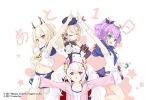  4girls animal_ears arm_up armpits arms_at_sides ayanami_(azur_lane) azur_lane beret breasts closed_eyes countdown fake_animal_ears gloves hair_ornament hat jacket javelin_(azur_lane) kaede_(003591163) laffey_(azur_lane) long_hair looking_at_viewer multiple_girls navel outstretched_arms purple_hair red_eyes short_hair silver_hair spread_arms twintails z23_(azur_lane) 