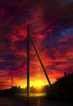  clouds cloudy_sky commentary_request highres mks nature no_humans original outdoors power_lines red_sky scenery sky sunset telephone_pole 