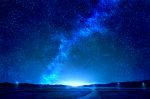  commentary_request field galaxy highres horizon milky_way mks mountainous_horizon night night_sky no_humans original outdoors power_lines road scenery sky star_(sky) starry_sky telephone_pole 