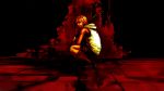  1girl artist_request blonde_hair blood breasts cigarette heather_mason highres lead_pipe miniskirt mouth_hold short_hair silent_hill silent_hill_3 skirt solo squatting vest 