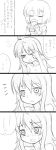  1boy 1girl 4koma adeltrud_walter blue_eyes blush comic ernesti_echevalier glass highres knight&#039;s_&amp;_magic long_hair monochrome rifyu rubbing_eyes short_hair translation_request wavy_mouth 