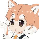  1girl 2018 animal_ears collared_shirt commentary_request dog dog_(kemono_friends) dog_ears elbow_gloves gloves kemono_friends kisachi multicolored_hair necktie shirt year_of_the_dog 