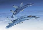  aircraft airplane blue_sky clouds fighter_jet flying hjl jet military military_vehicle original outdoors sky su-27 
