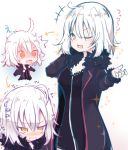  +++ /\/\/\ 1girl :t ;d ahoge bangs beni_shake black_coat black_dress blush closed_mouth coat dress eyebrows_visible_through_hair fate/grand_order fate_(series) fur-trimmed_coat fur-trimmed_sleeves fur_trim hair_between_eyes jeanne_d&#039;arc_(alter)_(fate) jeanne_d&#039;arc_(fate)_(all) long_hair long_sleeves looking_at_viewer multiple_views one_eye_closed open_clothes open_coat open_mouth orange_eyes pout smile sparkle surprised trembling wavy_mouth white_hair 