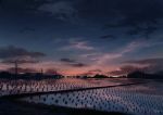  clouds dusk lights mountainous_horizon no_humans original outdoors papi_(papiron100) power_lines reflection rice_paddy rural scenery signature star_(sky) transmission_tower 