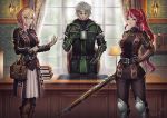  artist_name blonde_hair coffee_mug glasses glynda_goodwitch grey_hair gun office professor_ozpin pyrrha_nikos redhead rialynkv riding_crop rifle rwby senjou_no_valkyria senjou_no_valkyria_3 soldier weapon 