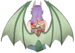  1girl absurdres animal_ears back_tattoo belt blue_pants cropped_legs denim dragon dragon_(monster_girl_encyclopedia) dragon_girl dragon_horns dragon_tail dragon_wings eastern_dragon facing_away from_behind head_fins highres horns jeans long_hair manosdetrapo monster_girl monster_girl_encyclopedia pants purple_hair scales solo spread_wings tail tattoo tomboy topless transparent_background upper_body wings 