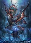  bat_wings bubble copyright_name crystal crystal_ball dragon fish force_of_will nekoemonn no_humans official_art solo underwater wings 