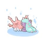  ^_^ ^o^ blush_stickers cheek_kiss closed_eyes corsola full_body happy kiss mareanie no_humans pokemon pokemon_(creature) pokemon_(game) pokemon_sm simple_background smile white_background 