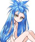  1girl big_hair blue_hair breasts chrono_trigger legs long_hair queen_zeal s-a-murai simple_background solo tank_top younger 