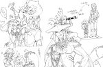  1girl 2boys age_progression angry biting brother_and_sister fins fish_girl hair_ornament jewelry link male_focus mipha monochrome monster_boy monster_girl multiple_boys muscle open_mouth pointy_ears ponytail scope sharp_teeth shuri_(84k) siblings sidon smile teeth the_legend_of_zelda the_legend_of_zelda:_breath_of_the_wild younger zora 
