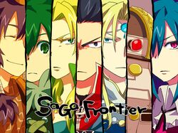  asellus_(saga_frontier) blonde_hair blue_eyes commentary_request em_crazy long_hair multiple_boys multiple_girls saga saga_frontier short_hair 