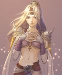  1girl armor blonde_hair blue_eyes breasts bridal_gauntlets cape circlet crown crying earrings final_fantasy final_fantasy_iv jewelry long_hair ponytail rosa_farrell shoulder_pads solo tears uboar 