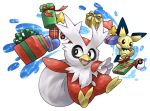  box character_doll commentary_request delibird gift heart-shaped_box no_humans pearl7 pichu poke_ball pokemon pokemon_(creature) sack simple_background sparkle white_background 
