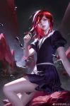 1other absurdres black_skirt highres houseki_no_kuni necktie red_eyes redhead shinsha_(houseki_no_kuni) short_hair skirt y_xun