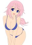  1girl absurdres artist_request baka_to_test_to_shoukanjuu bare_midriff blue_eyes breasts cleavage female hair_ornament hairclip highres himeji_mizuki hips legs long_hair looking_at_viewer navel open_mouth photoshop pink_hair solo standing thighs tongue transparent_background vector_trace 