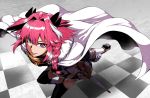  1boy astolfo_(fate) black_bow black_ribbon bow braid fate/apocrypha fate/grand_order fate_(series) garter_straps hair_intakes hair_ribbon long_braid long_hair looking_at_viewer male_focus multicolored_hair pink_hair ribbon single_braid solo streaked_hair toritora trap violet_eyes 