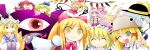  6+girls ^_^ alice_margatroid alice_margatroid_(pc-98) ayumi_tooru blonde_hair book bow brown_hair closed_eyes crystal dress evil_eye_sigma eyeball flandre_scarlet fujiwara_no_mokou gengetsu green_eyes green_hair green_skirt grimoire grimoire_of_alice hair_bow hairband hat hat_ribbon komeiji_koishi maid maid_headdress moriya_suwako mugetsu multiple_girls red_eyes ribbon rika_(touhou) shirt short_hair siblings silver_hair sisters skirt smile suspenders third_eye touhou touhou_(pc-98) white_hair wings yakumo_ran yellow_eyes 