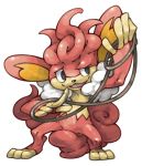  :3 commentary_request full_body half-closed_eye hand_up holding legs_apart no_humans open_mouth pearl7 pokemon pokemon_(creature) rope simisear simple_background smile solo standing white_background 