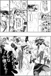  byeontae_jagga comic flat_cap gameplay_mechanics gangut_(kantai_collection) graphite_(medium) hammer_and_sickle hat hibiki_(kantai_collection) highres kantai_collection kiyoshimo_(kantai_collection) long_hair low_twintails military_hat military_jacket monochrome pipe satsuki_(kantai_collection) scar scar_on_cheek school_uniform thigh-highs traditional_media translation_request turret twintails verniy_(kantai_collection) very_long_hair 