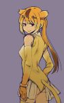  bare_shoulders circlet commentary_request facing_away gloves golden_snub-nosed_monkey_(kemono_friends) highres kemono_friends leotard looking_back monkey_tail ouka_(yama) tail thigh-highs 