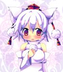  bad_id detached_sleeves hat hina_hina inubashiri_momiji red_eyes short_hair tokin_hat touhou white_hair wolf_ears 