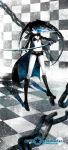  black_hair black_rock_shooter black_rock_shooter_(character) boots chain chains cocoon_(loveririn) highres long_hair solo sword twintails uneven_twintails weapon 