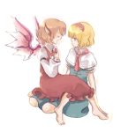  alice_margatroid animal_ears bad_id barefoot blonde_hair blue_eyes brown_hair capelet closed_eyes lap_sitting multiple_girls mystia_lorelei natsume_(menthol) natsume_(n-k) natsume_(pixiv) necktie short_hair singing sitting sitting_on_lap sitting_on_person touhou wings 