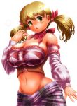  atelier_rorona blonde_hair blush breasts cleavage gust hourglass_figure huge_breasts lionela_heinze moriichi mound_of_venus solo twintails 
