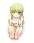  c.c. cc code_geass green_hair kneeling large_breasts long_hair mizunomoto yellow_eyes 