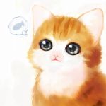  animal animal_ears bad_id blue_eyes cat cat_ears cute fish grey_eyes kitten lowres no_humans siro thinking thought_bubble traditional_media 