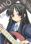  1girl akiyama_mio bangs bass_guitar black_hair blunt_bangs garyou guitar hime_cut instrument k-on! school_uniform solo 
