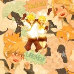  closed_eyes jumping kagamine_len kagamine_rin kamu kamu_(camui) siblings twins vocaloid 