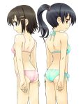  ass back-to-back back_to_back bikini black_eyes black_hair brown_eyes brown_hair hands homing_(areya) homing_(artist) long_hair multiple_girls original ponytail short_hair swimsuit 