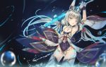  1girl animal_ears bangs cat_ears highres hinot japanese_clothes leotard long_hair looking_at_viewer niyah silver_hair simple_background solo spoilers weapon xenoblade xenoblade_2 yellow_eyes 