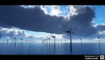  artist_name clouds cloudy_sky day foreshortening highres horizon letterboxed no_humans original outdoors qr_code scenery sky sun sunlight trbrchdm water wind_farm 