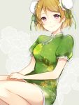  brown_hair cheongsam koizumi_hanayo purple_eyes short_hair 