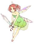 1girl breasts cleavage commentary_request fairy romancing_saga_3 saga short_hair solo sword weapon 