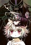  1boy 1girl :o ascot bangs blush bondrewd cutting_hair eyebrows_visible_through_hair gauntlets hands_up helmet holding jacket looking_at_viewer made_in_abyss messy_hair prushka red_eyes sakurazawa_izumi scissors short_hair whistle 