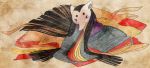  animal anteater anteater_ears black_hair doubutsu_no_mori furry highres japanese_clothes kimono long_hair marker_(medium) miyabi_(doubutsu_no_mori) no_humans solo traditional_media very_long_hair watercolor_(medium) 