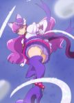  1girl animal_ears boots cat_ears cat_tail cure_macaron elbow_gloves food_themed_hair_ornament from_below gloves hair_ornament haruyama_kazunori kirakira_precure_a_la_mode kotozume_yukari long_hair macaron_hair_ornament magical_girl precure purple_hair purple_legwear solo tail thigh-highs thigh_boots violet_eyes white_gloves 