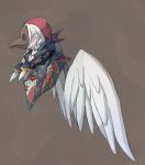  41n39 bandanna beak bird_mask braid feathered_wings feathers harpy mask monster_girl original plague_doctor_mask solo twin_braids white_feathers white_hair wings 