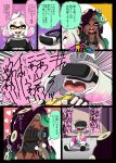  +++ +_+ 2girls ^_^ bare_arms bare_shoulders bike_shorts breasts breath camcorder cleavage closed_eyes comic cropped_vest crown dark_skin domino_mask dress drooling emphasis_lines fangs fingerless_gloves gloom_(expression) gloves green_hair heart heavy_breathing high_collar highres hime_(splatoon) holding iida_(splatoon) mask mole mole_under_mouth multicolored_hair multiple_girls octarian open_mouth pantyhose pantyhose_under_shorts pink_hair pink_legwear purple_hair recording scared screaming short shorts_under_dress sleeveless sleeveless_dress smile splatoon splatoon_2 suction_cups sweat tentacle_hair translation_request trembling usa_(dai9c_carnival) vest virtual_reality vr_visor white_hair yellow_eyes yellow_pupils zipper_pull_tab 