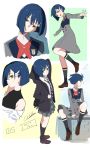  1girl blue_hair darling_in_the_franxx glasses green_eyes highres hood hoodie ichigo_(darling_in_the_franxx) school_uniform short_hair solo werkbau 