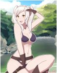  1girl absurdres beach bikini cape female_my_unit_(fire_emblem:_kakusei) fire_emblem fire_emblem:_kakusei fire_emblem_heroes highres long_hair my_unit_(fire_emblem:_kakusei) sarukaiwolf solo swimsuit twintails white_hair 