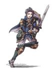  1boy armor cape fire_emblem fire_emblem_if full_body gloves greaves gzei holding holding_shield holding_sword holding_weapon pauldrons shield silas_(fire_emblem_if) simple_background solo sword weapon white_hair 